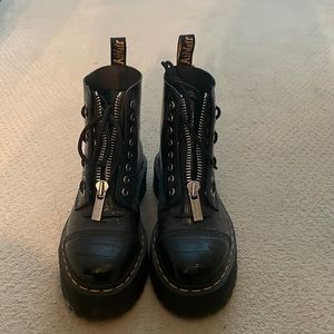 Sinclair cross embossed leather platform boots